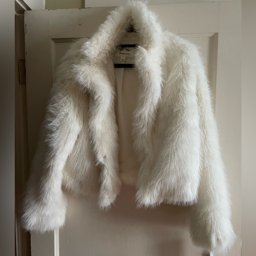 Maralyn & Me White Faux Fur Jacket